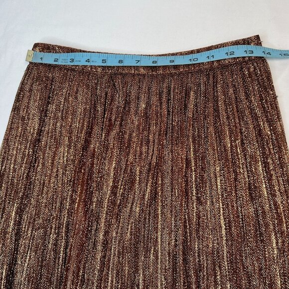Anthropologie Maeve Metallic Skirted Pants Silk Legging Mesh Skirt Copper 2 - Picture 7 of 14